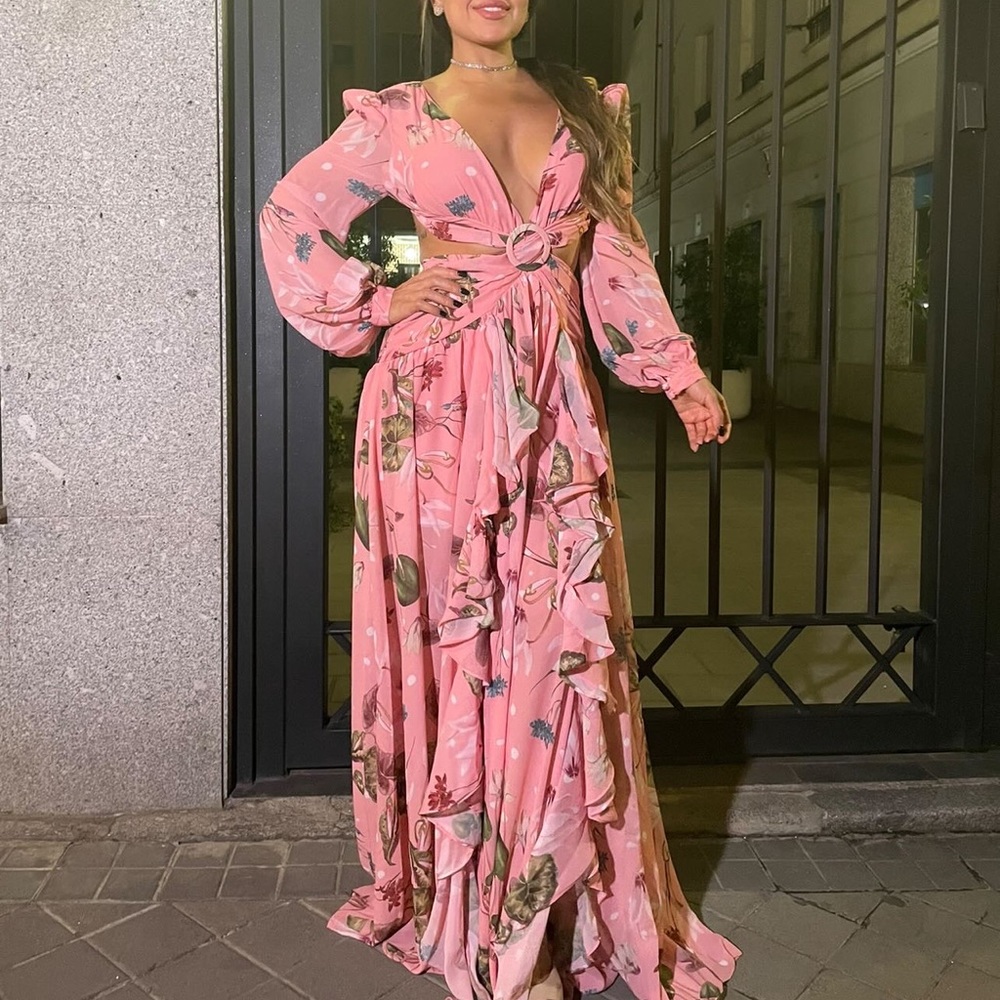 Adamari Pink and Yellow Dress, Size S- M - L